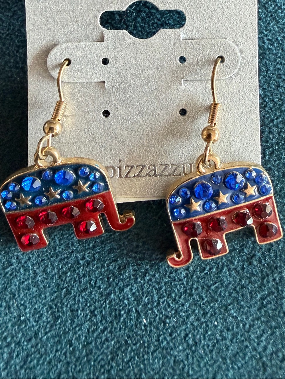 Red & Blue Elephant Dangle Earrings